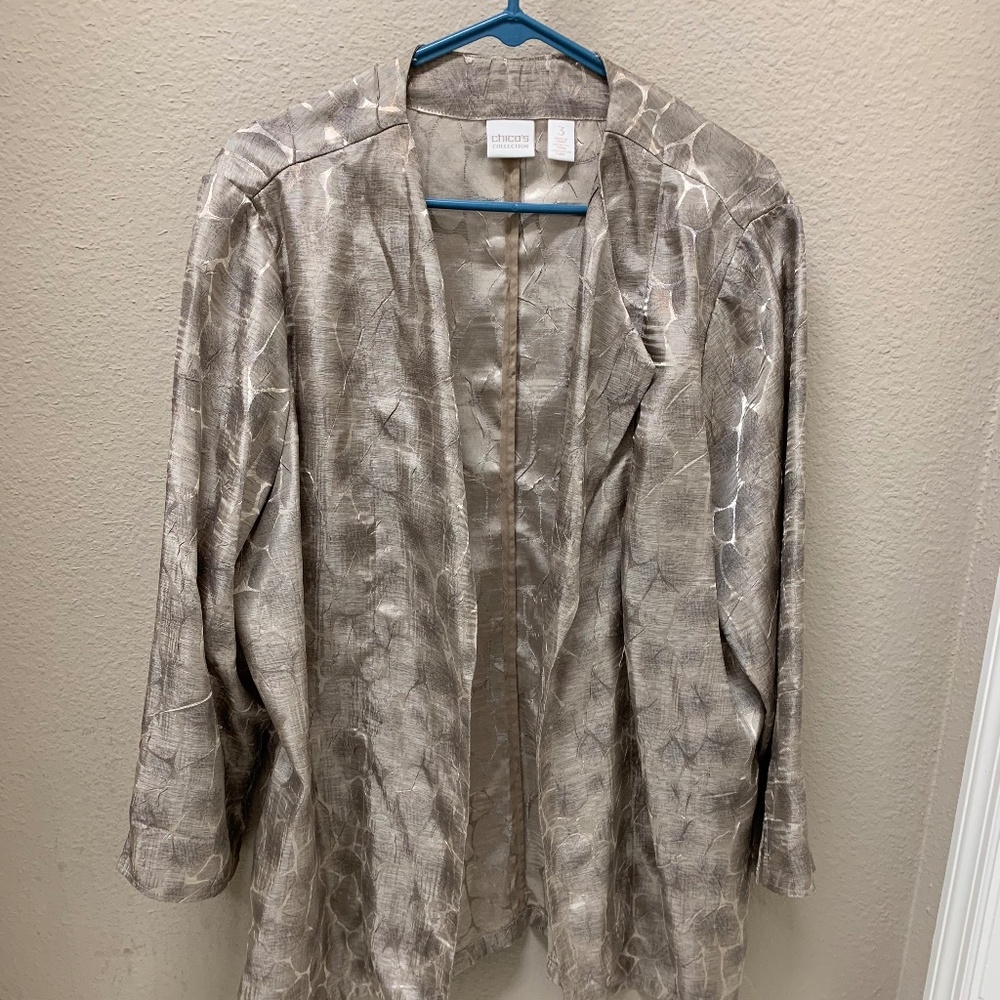 Lightweight  Shiny Gold Tunic Jacket by Chico's